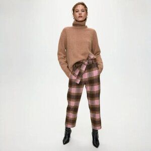 Wilfred Aritzia Plaid Wool Cashmere Belted Cropped Pants Size 4